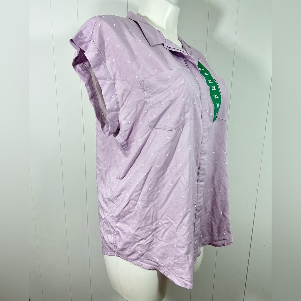 NWT Jachs Girlfriend Women's XL Sleeveless Purple Button-Down Shirt 100% Rayon - Picture 3 of 10
